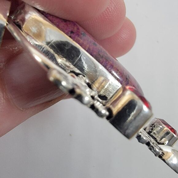Ruby Zoisite Pendant – With Red Garnet Accents + 20" Sterling Silver Chain - Picture 5 of 10